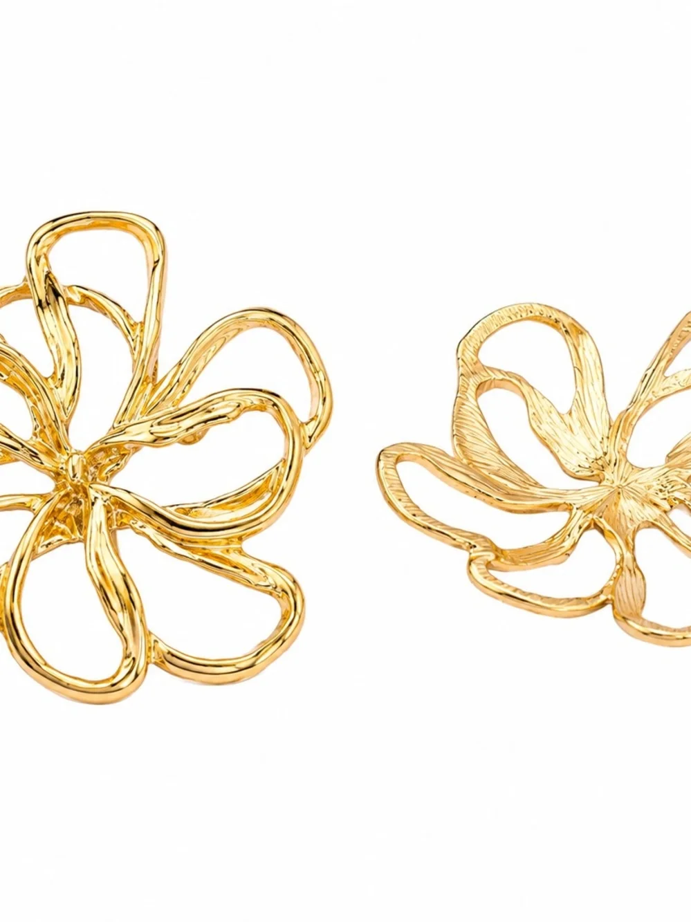 Gold Flower Statement Earrings - Women Jewelry